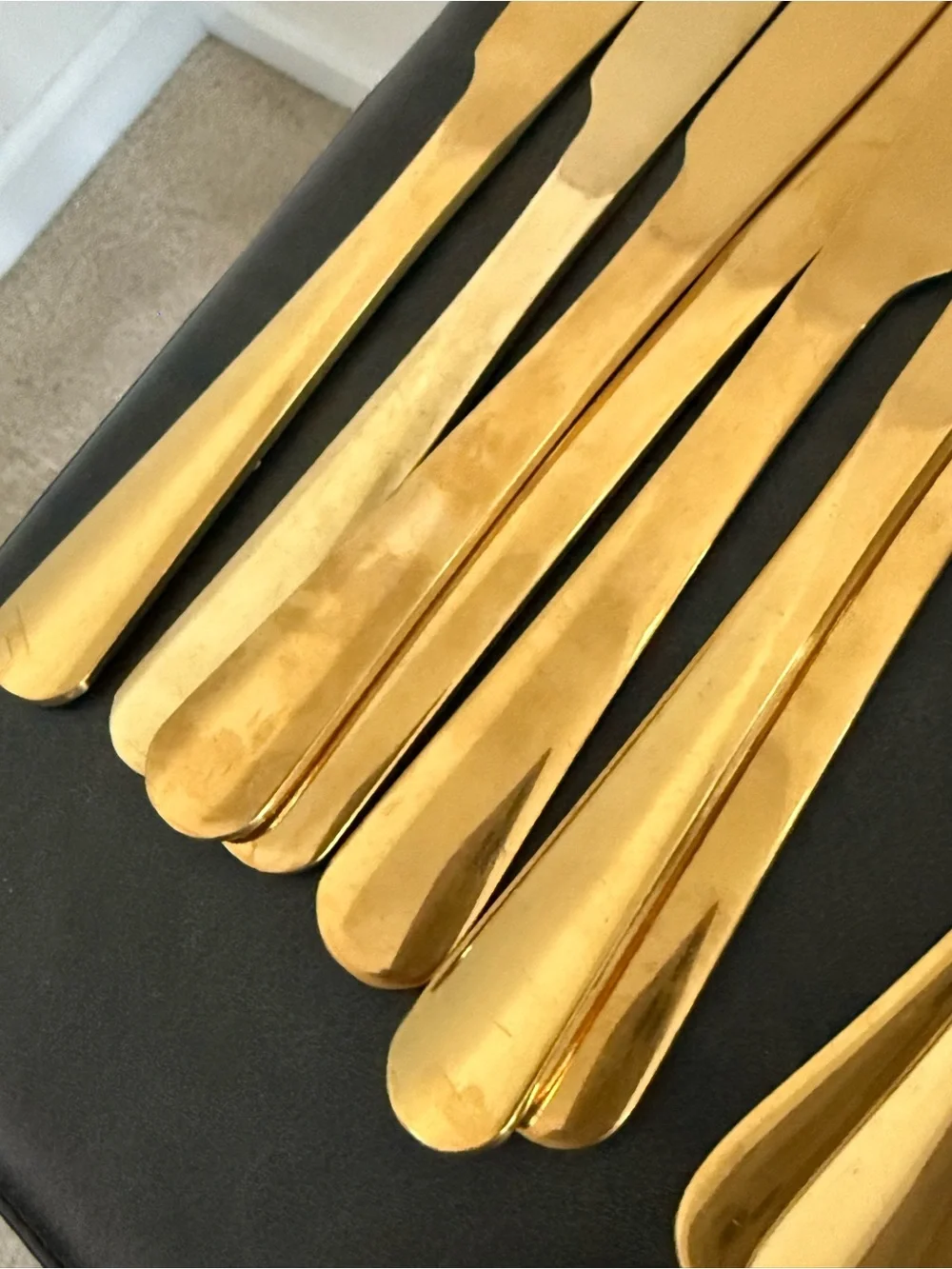 Gold Stainless Steel Flatware Variety Home Dining Cutlery some discoloration
